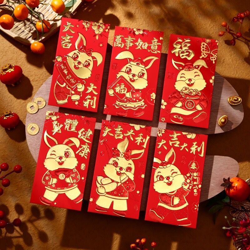 

6pcs Angpao Merah FU KELINCI RABBIT Imlek Red Envelope PREMIUM