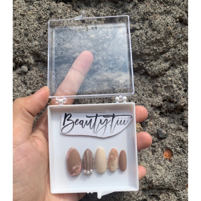 Press On Nails Coklat || Press on nils wedding || Kuku falsu || kuku wedding || kuku wisuda || Fake 