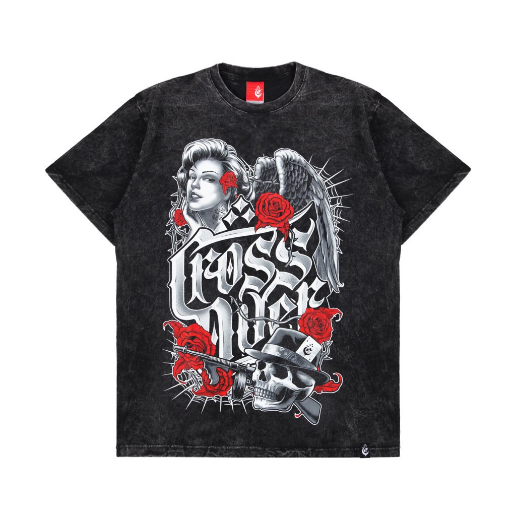 T-SHIRT CROSSOVER "LURE" AW BLACK UNISEX OVERSIZE TEE