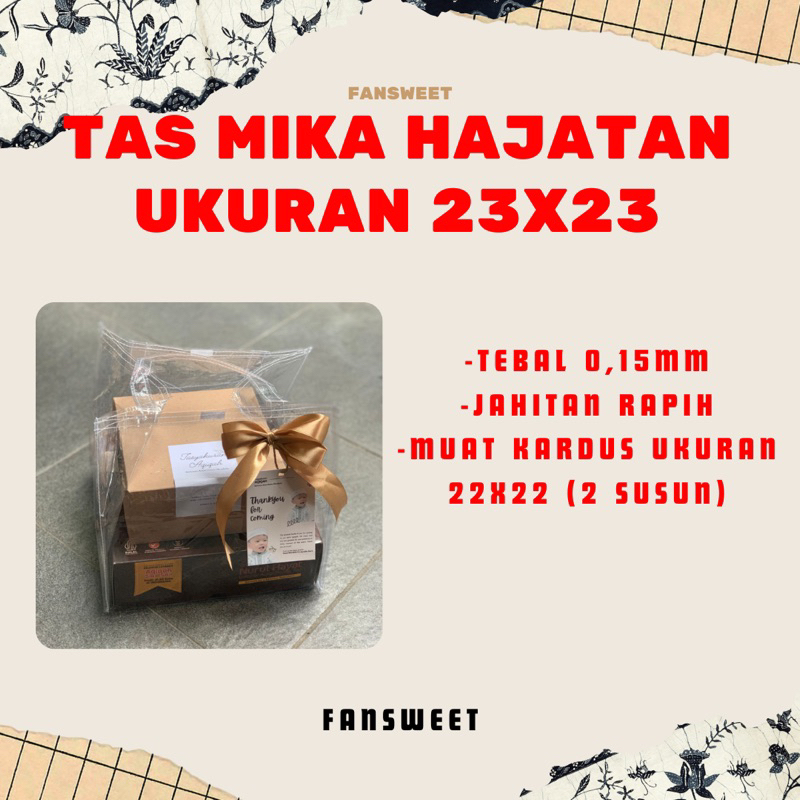 

Tas 23x23x23 Mika Tebal 0.15 Full Transapran
