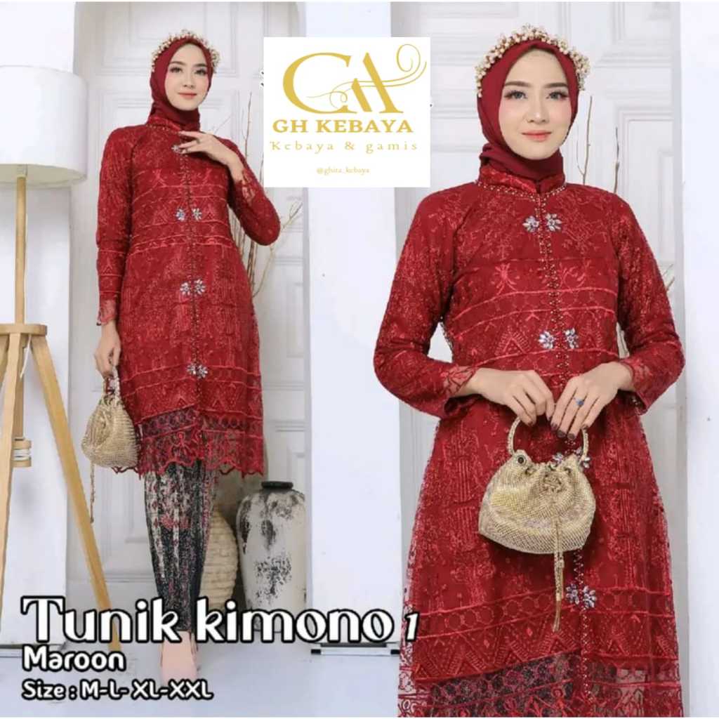 TUNIK KIMONO PAYET MUTIARA ELEGAN
