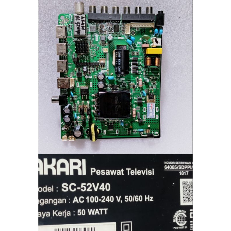 mobo tv akari sc52v32D - mainboard tv akari sc52v32d - tv akari SC52v40 - motherboard tv Akari sc50v
