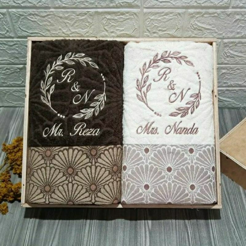 Handuk Couple Handuk Bordir Gift Wedding Handuk Pasangan
