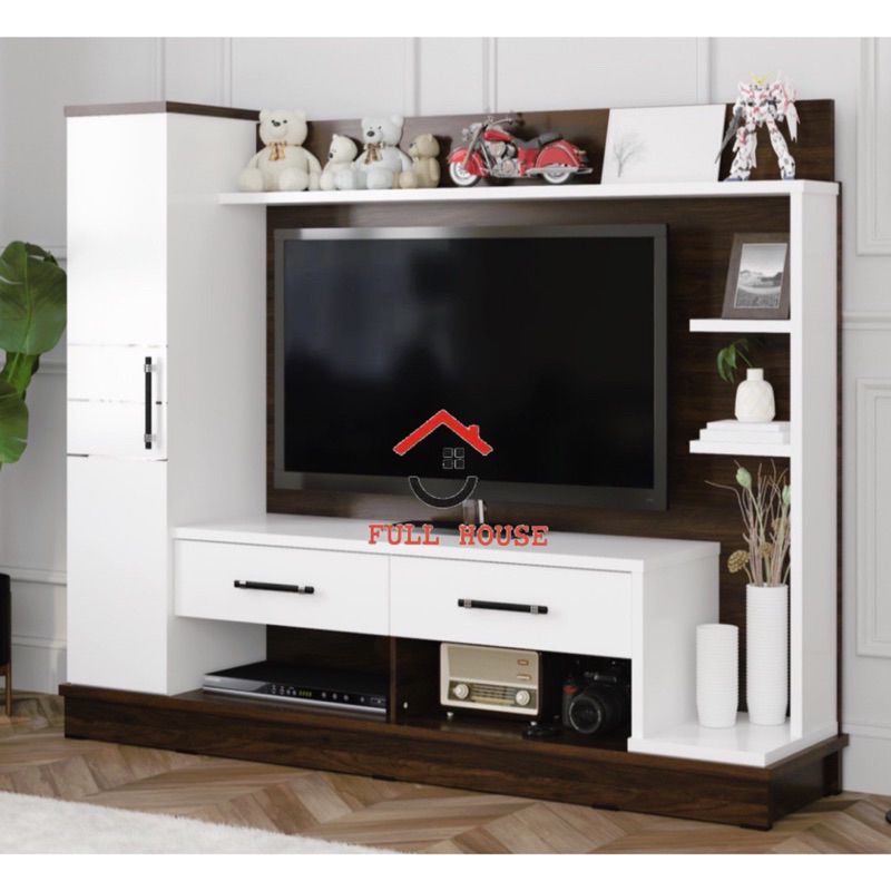 KHUSUS KARGO LUAR SURABAYA wall unit penyekat ruangan rak tv meja tv led white minimalis murah