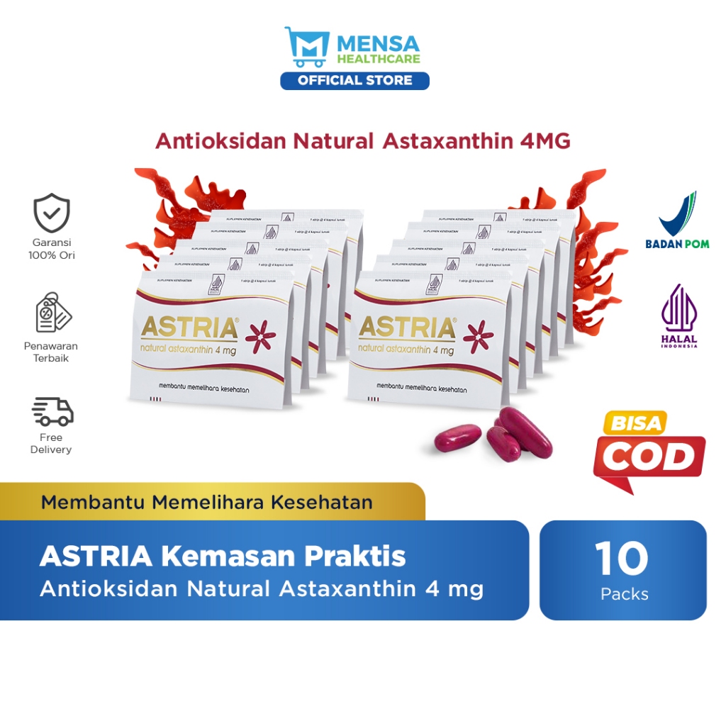 [Bundle Hemat] ASTRIA Kemasan Praktis Suplemen Antioksidan Natural Astaxanthin 4mg (Antiaging / Suplemen Jerawat / Multvitamin Menjaga Daya Tahan Tubuh / Kesehatan Kulit)