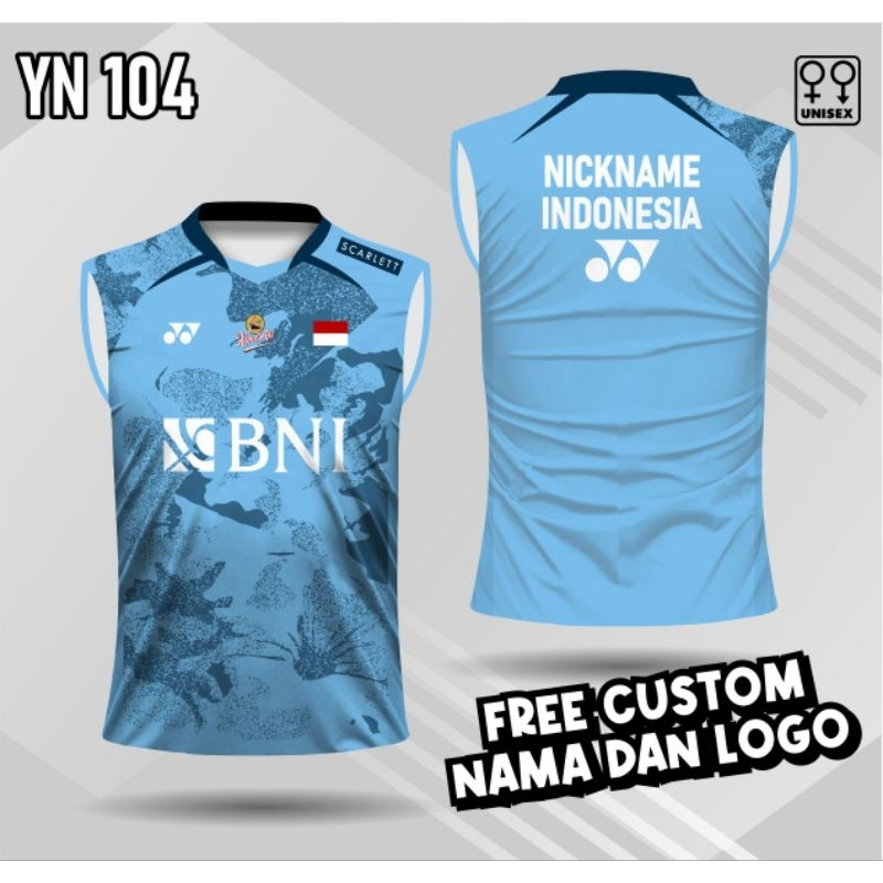 kaos jersey badminton singlet bwf jersey buku tangkis bwf tanpa lengan free custom nama