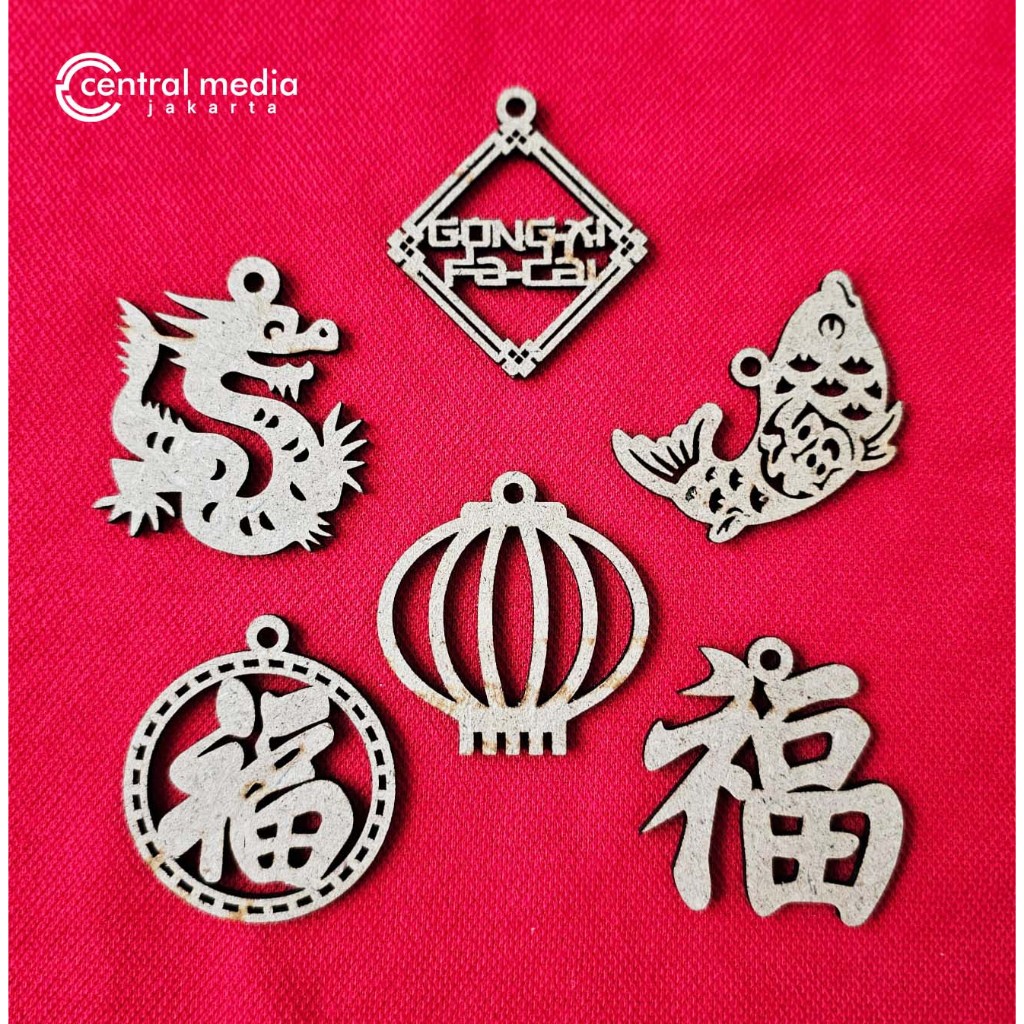 

Hang Tag Imlek Kayu MDF Year of Dragon Fu Wooden Gift Tag Dekorasi Hampers Chinese New Year 2024