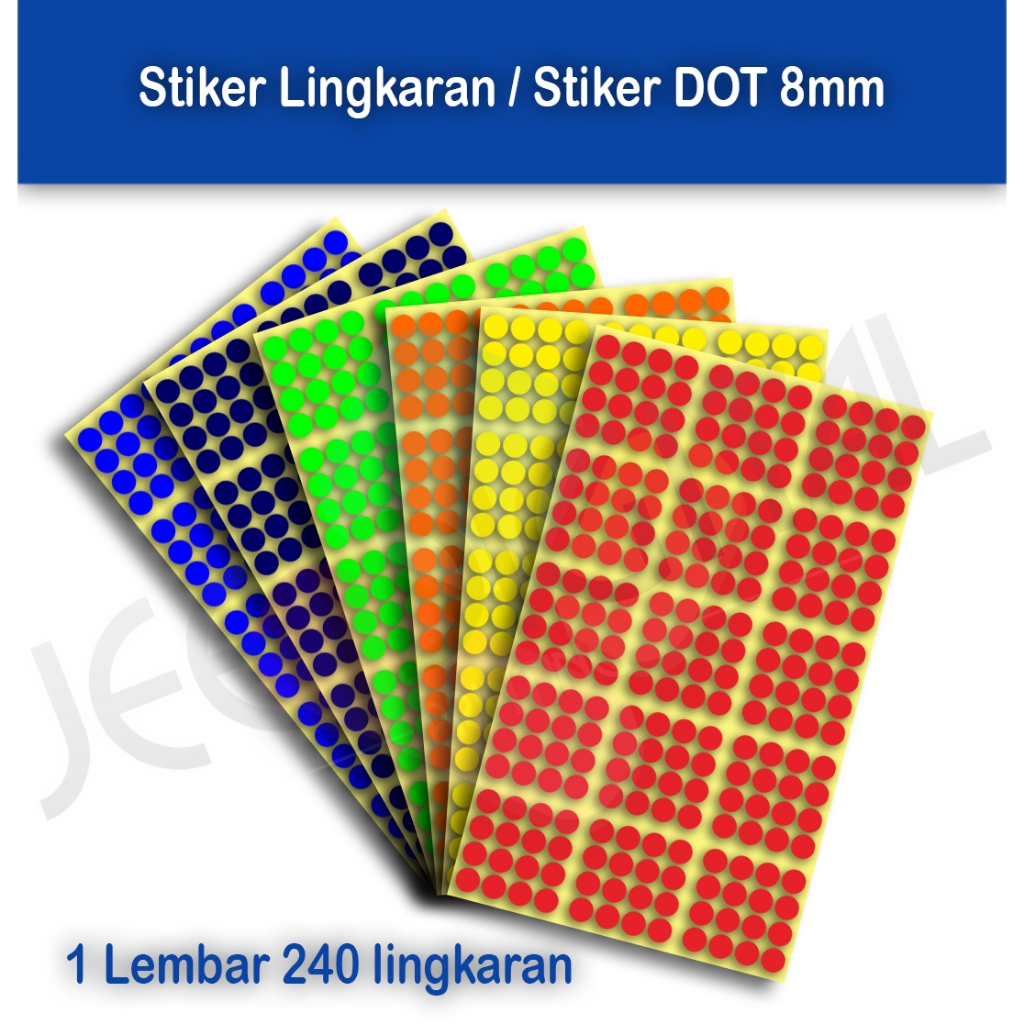

Stiker Bulat Dot Warna Warni 8 mm