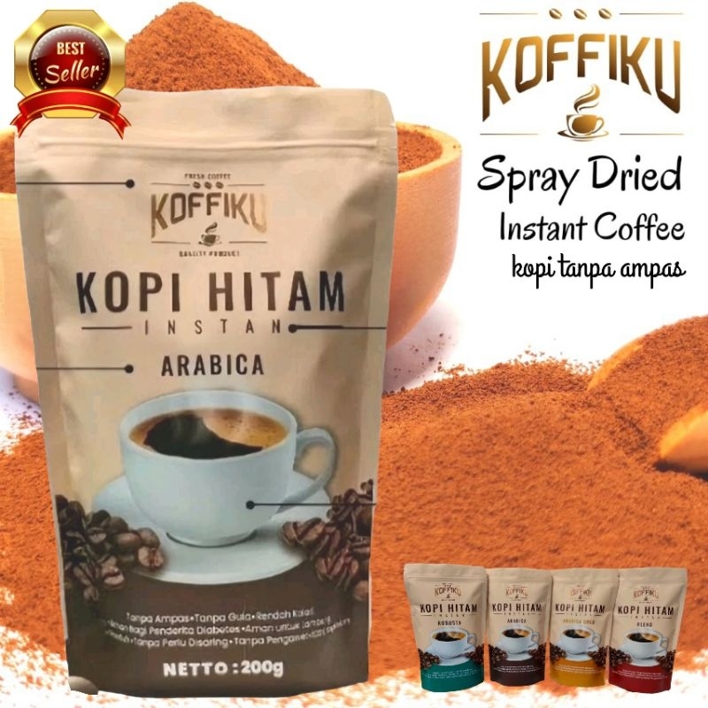 

KOFFIKU Arabica hitam kopi original Spray DriedInstant Coffee / Kopi Instan tanpa ampas 200gram