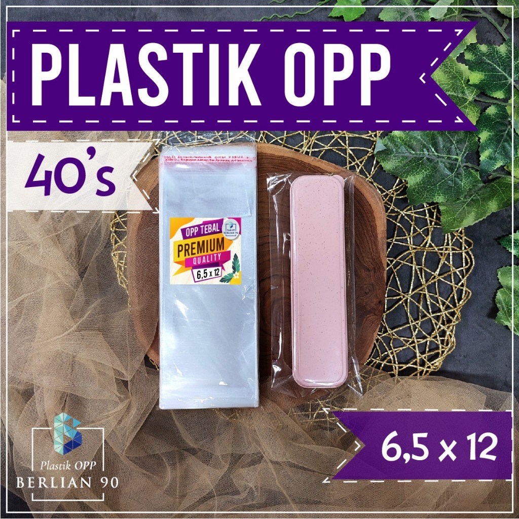 PLASTIK OPP TEBAL Lem Uk 6,5x12 cm Tebal 40's Micron Premium isi 100 pcs Termurah / Plastik Bening L