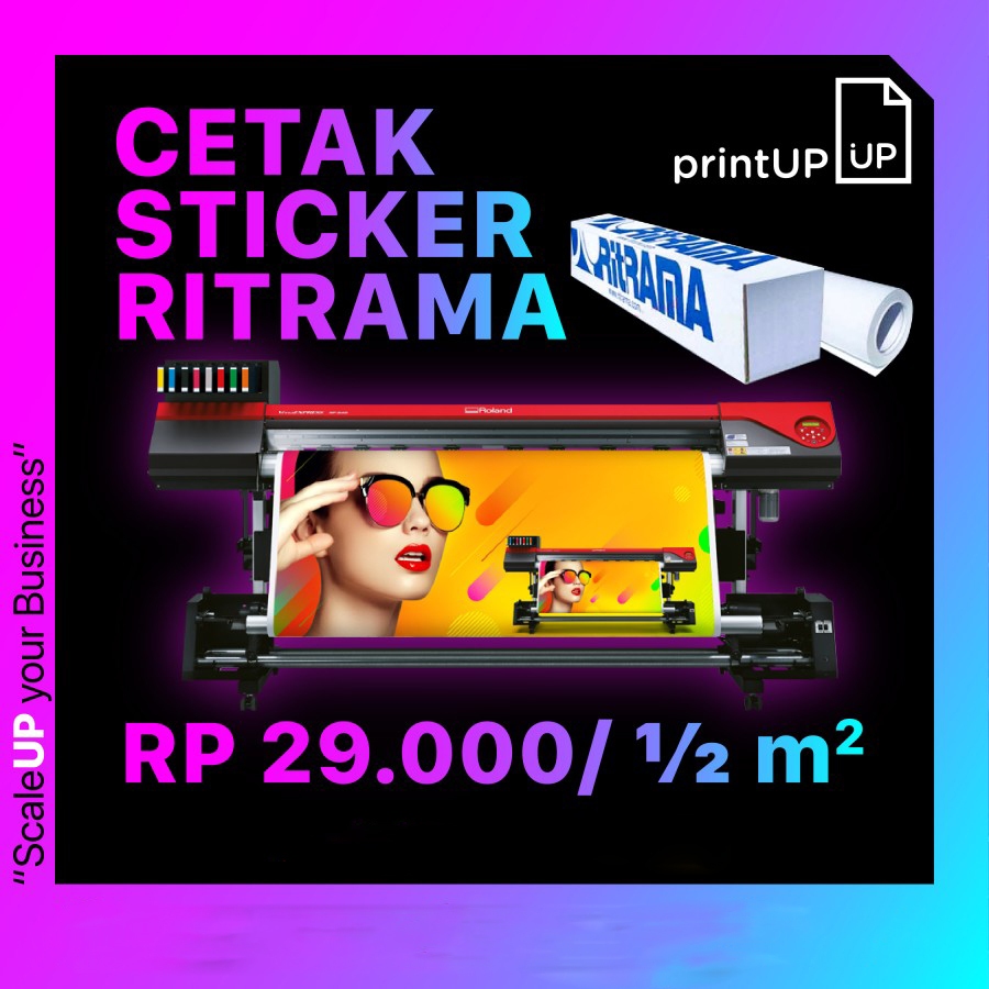 

Cetak Sticker/Stiker Vinyl Ritrama - Indoor Roland - Laminating Doft / Glossy