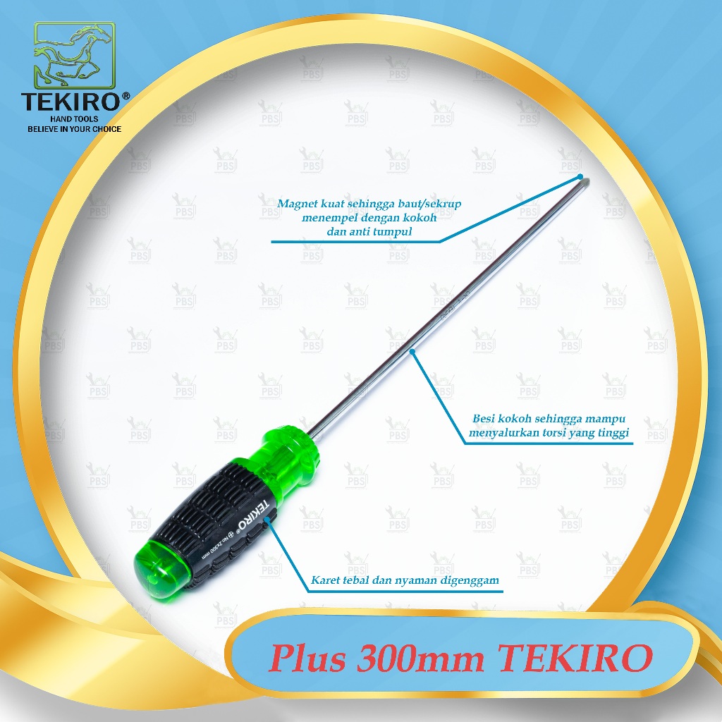 Obeng Plus gagang karet 300mm TEKIRO 100% ORIGINAL . Obeng plus karet 300 mm