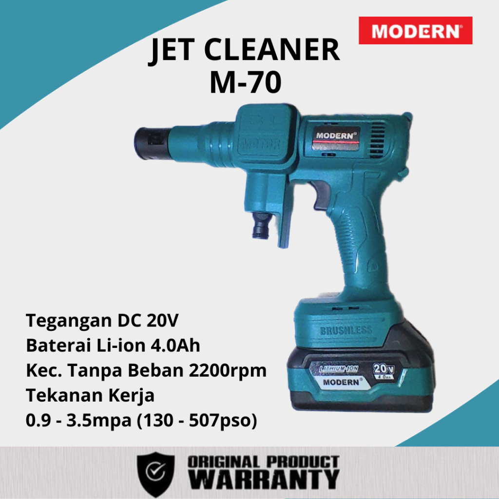 Jet Cleaner Cordless MODERN M70 Mesin Cuci Mobil Baterai