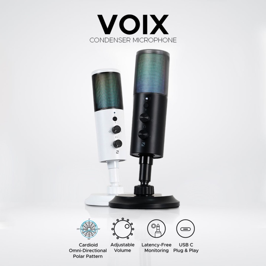 Microphone / Mikrofon Noir Voix Condenser USB C RGB for Streamer