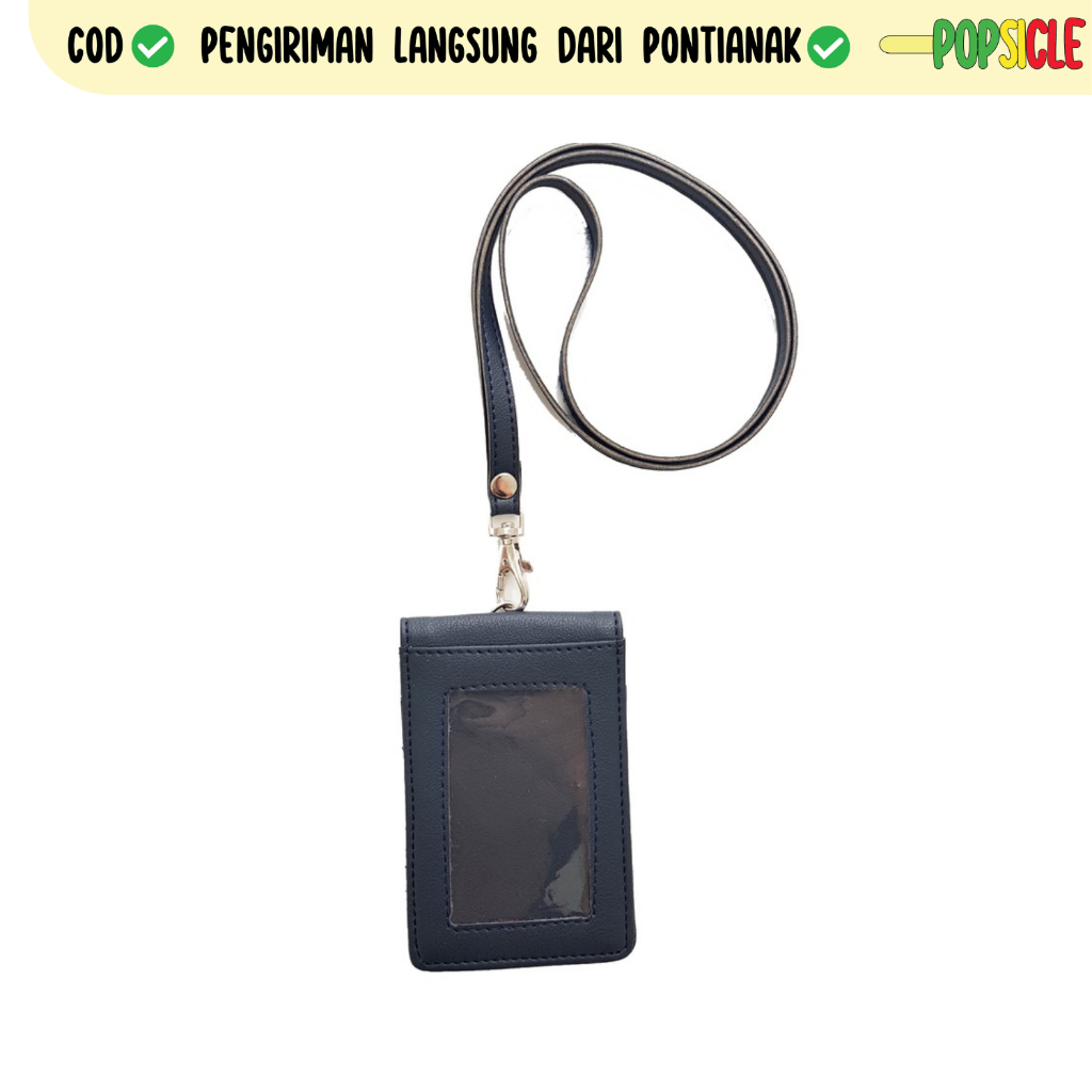 

Name Tag Flashee Kulit Biru Navy Dua Sisi Bolak Balik Mika Kancing Lanyard ID Card Holder Termurah Berkualitas