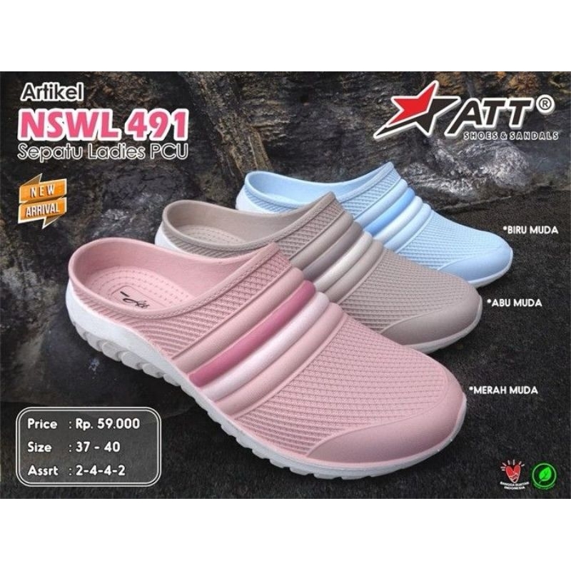 Sandal Slop ATT NSWL 491 Sandal Slop Wanita Sandal Karet Rainbow Terbaru