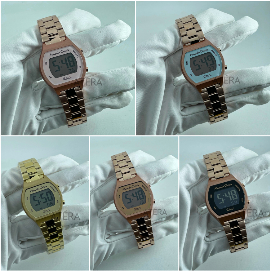 ALEXANDRE CHRISTIE AC 9384 WANITA ORIGINAL / JAM TANGAN CEWEK ALEXANDER AC9384 LH DIGITAL RANTAI ROS