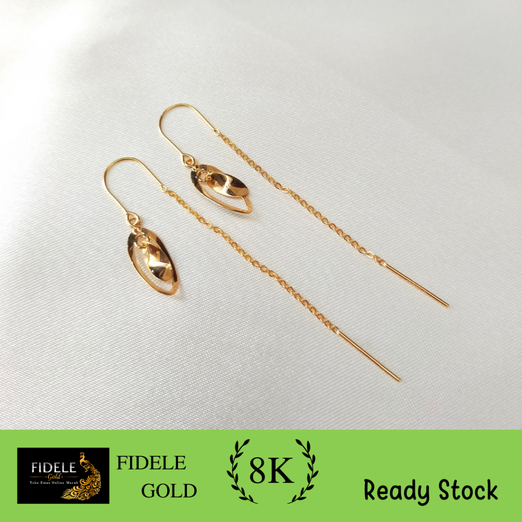 Anting juntai lestari gold desi emas asli kadar muda 375 8k