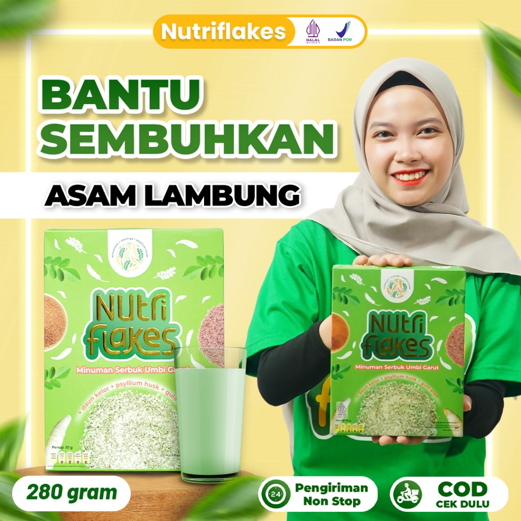 

Nutriflakes Sereal Umbi Garut - Minuman Sehat Untuk Program Diet Sehat Bantu Atasi Asam Lambung & Maag 100% Original