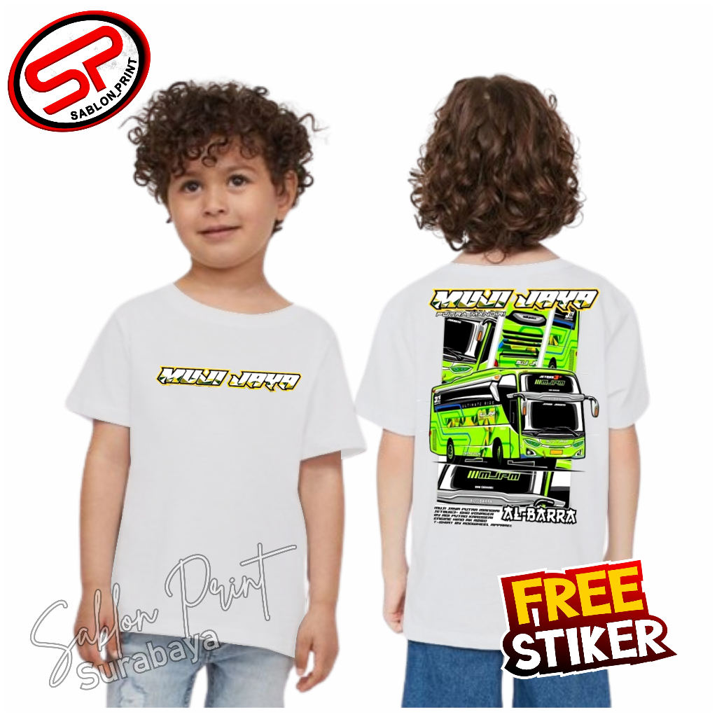 KAOS ANAK BIS MUJI JAYA  combed 30s / kaos anak bus mania baju bis telolet kids panda jet bus 3
