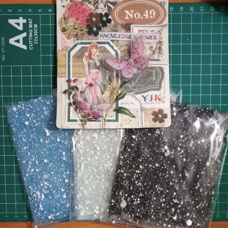 

YJK 4pcs fabric snow dekorasi scrapbook journal kit vintage