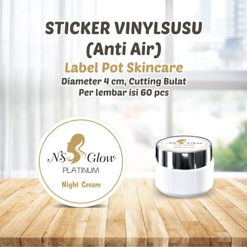 

isi 60 pcs Sticker anti air Vinylsusu cutting bentuk bulat , labeling pot skincare