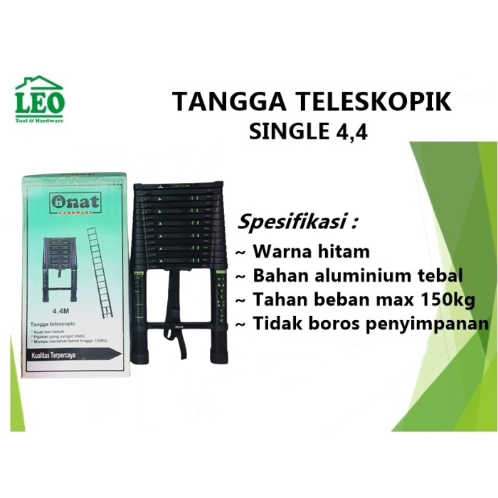 tangga lipat aluminium teleskopik 4.4M single telescopic ladder 4.4 M ONAT