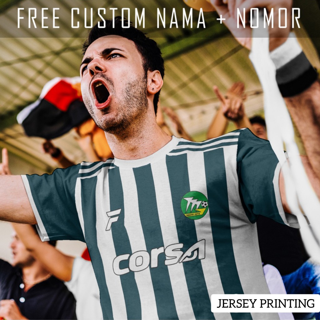 Kaos Bola Jersey PS Medan Jaya Klub Strip Garis Baju Custom Nama dan Nomor Punggung - 180