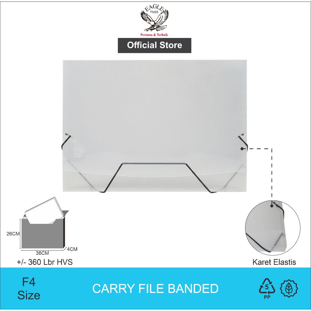 

Carry File Banded EAGLEFiles Tebal 4 Cm F4 (Folio) Tas Dokumen Map Dokumen Tali Karet Elastis Transparan