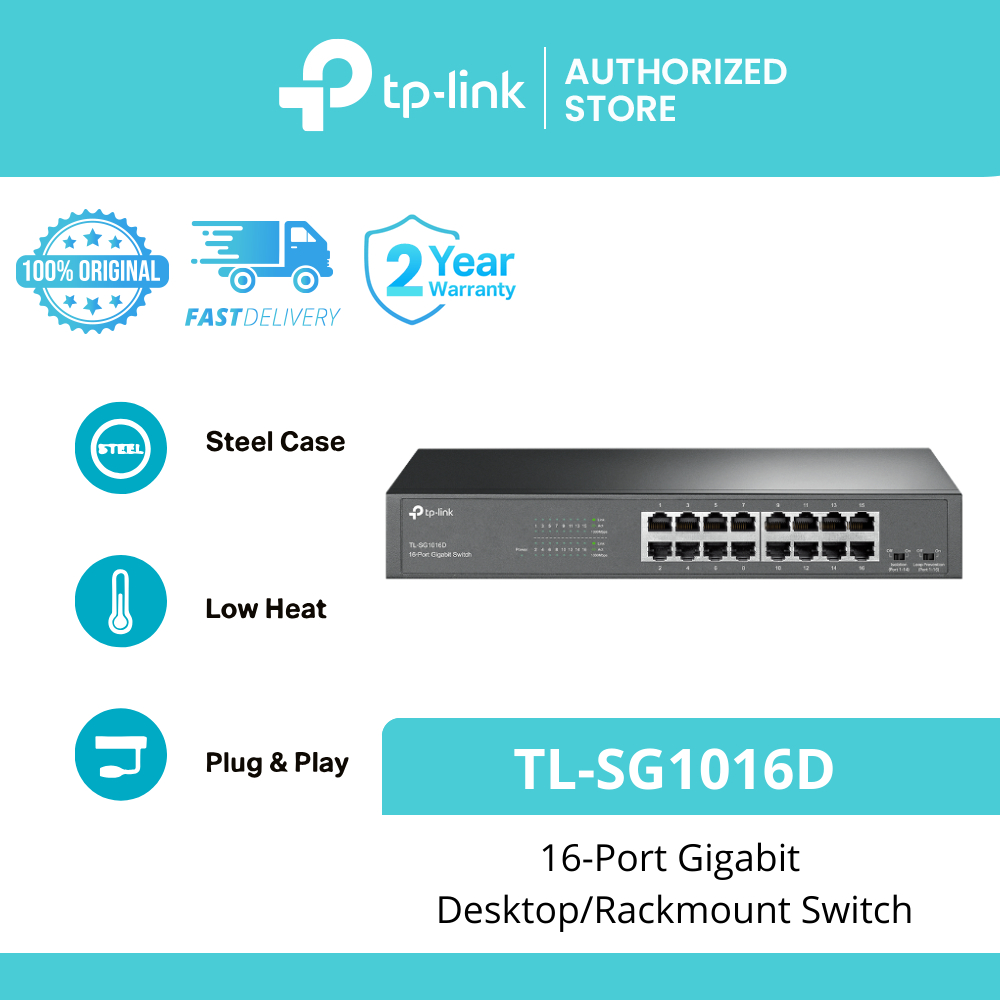 TP Link TL-SG1016D Hub Network Switch 16 Port 10/100/1000Mbps Gigabit Switch