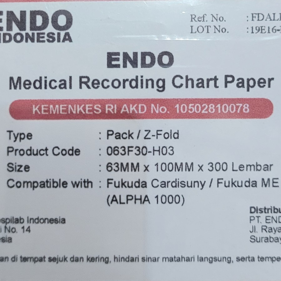 Ecg Paper Kertas Ekg z fold 63 mm x 100 mm x 300 lembar Endo Fukuda me