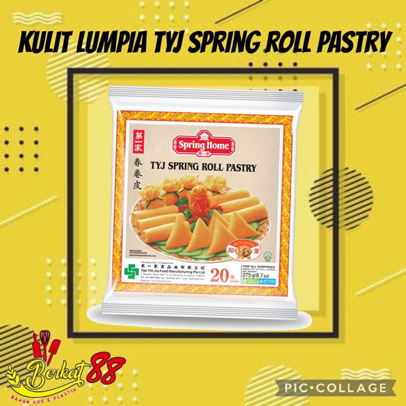 

Spring Home TYJ Spring Roll Pastry Kulit Lumpia Pangsit Beku 20 pcs (Uk 21.5x 21.5cm ) 275 gr