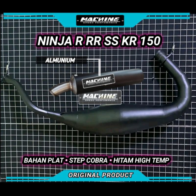 KNALPOT NINJA R RR SS ORIGINAL MACHINE FULL HITAM PLAT GALVANIS COPY CMS AHAU