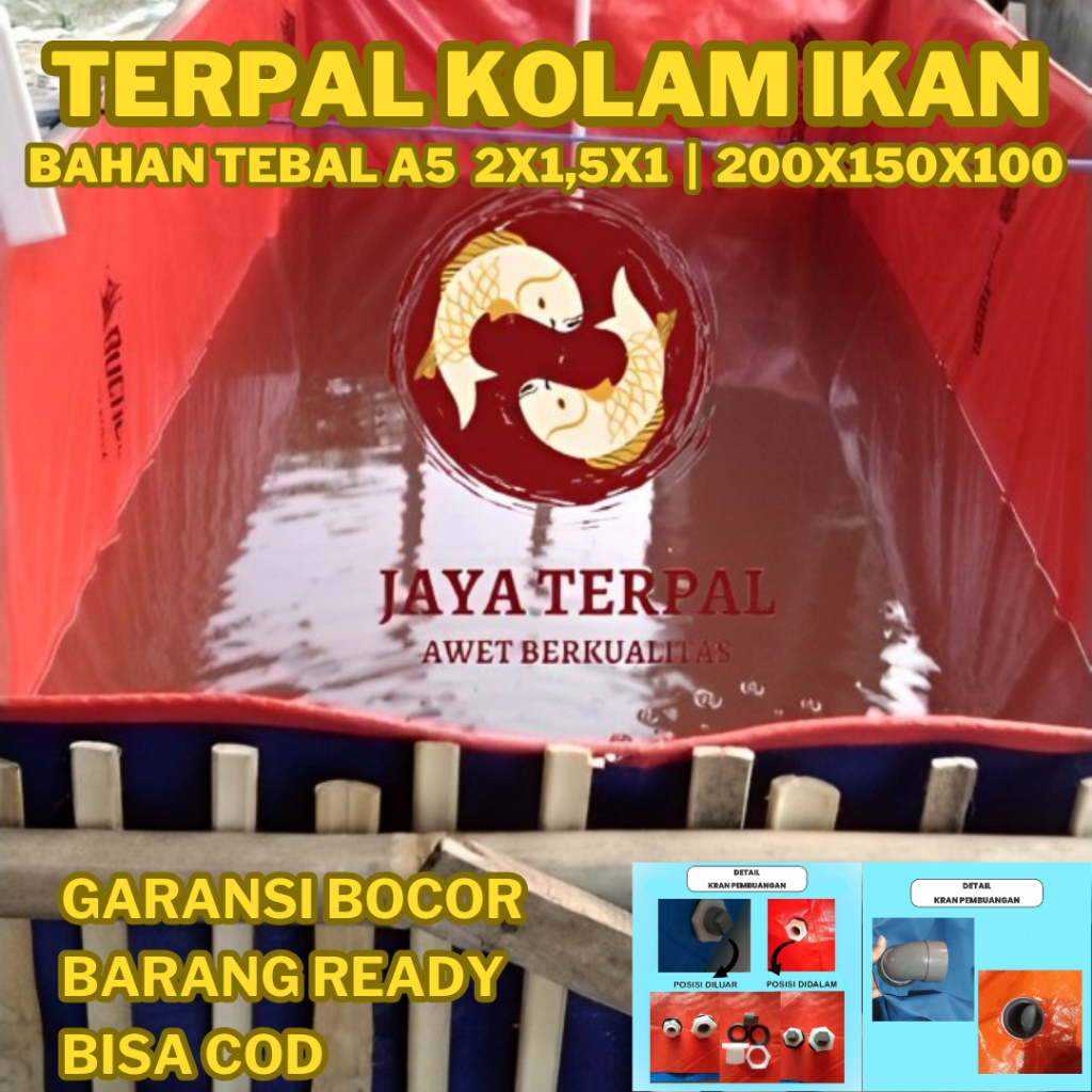 Terpal Kolam Ikan Bahan Tebal A5 2x1,5x1 200x150x100 - Ready, Bisa COD