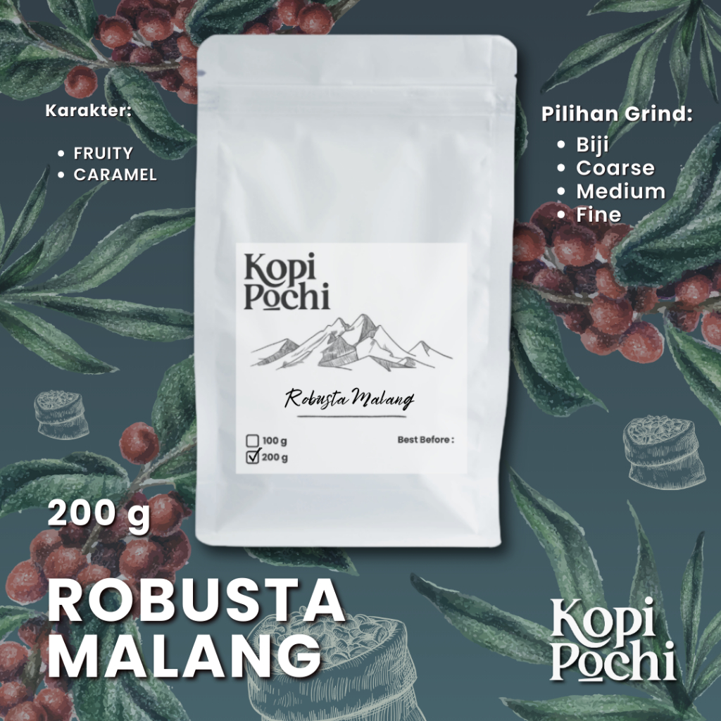 

Kopi Pochi Robusta Malang Biji Bubuk Kopi Nusantara 200 Gram