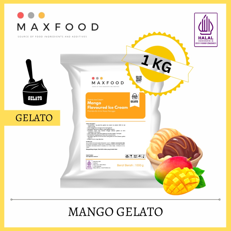 

DISKON MAXFOOD Gelato Powder Mango Bubuk Gelato Rasa Mangga 1 KG