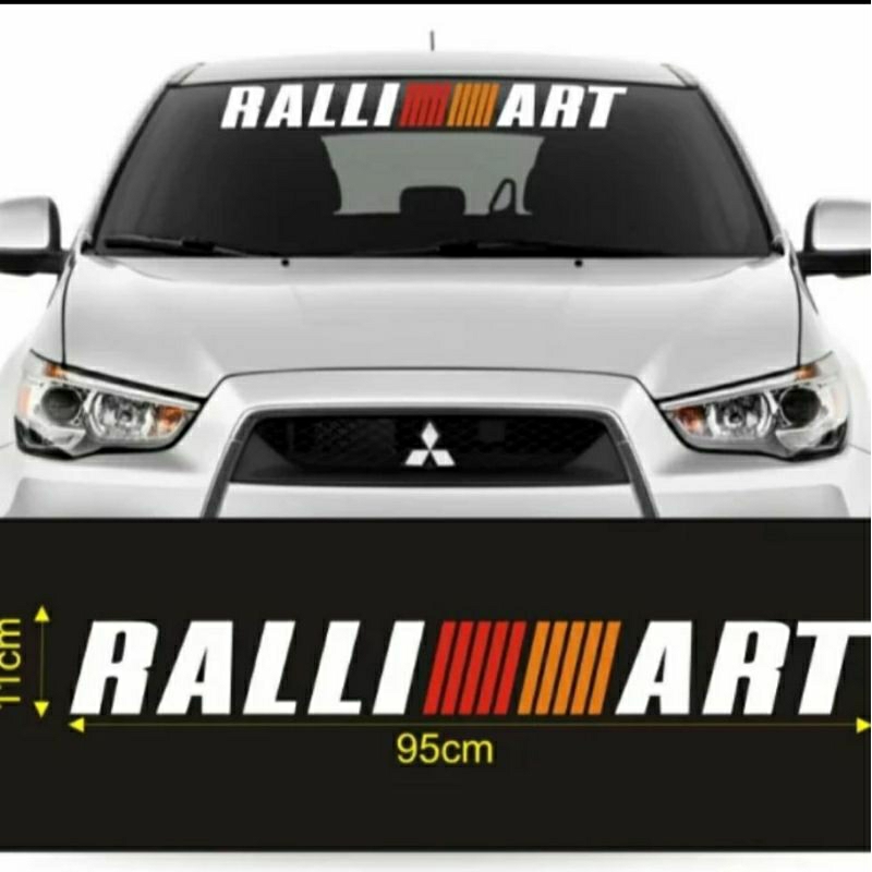 Stiker Rally art stiker kaca depan mobil Mitsubishi cutting sticker keren bagus dan besar