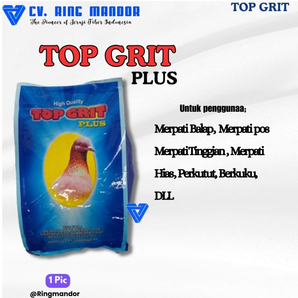 TOP GRIT PLUS MERPATI DARA PERKUTUT 1 KG PAKAN BURUNG ASINAN REMISAN KALSIUM