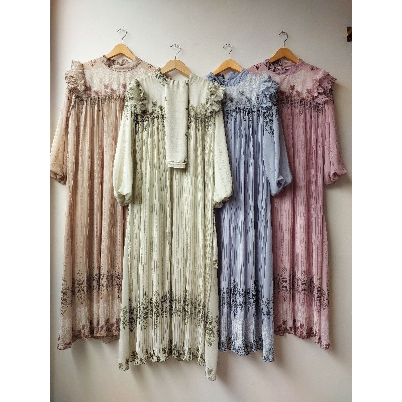 Gamis namira plisket set hijab