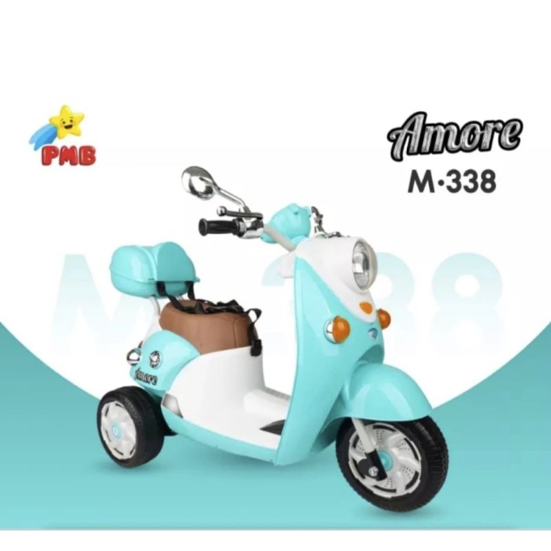 Mainan anak ride on motor aki vespa / scoopy PMB Amore M-388 pakai remote