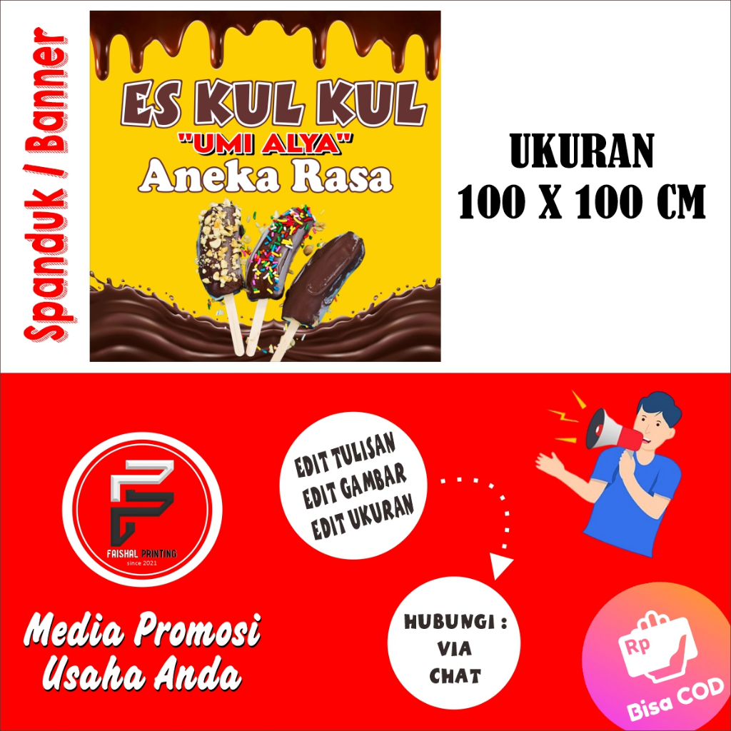 Spanduk Es Kulkul / Banner Es Kulkul / Spanduk Jajanan Es / Banner Ukuran 1 x 1 m