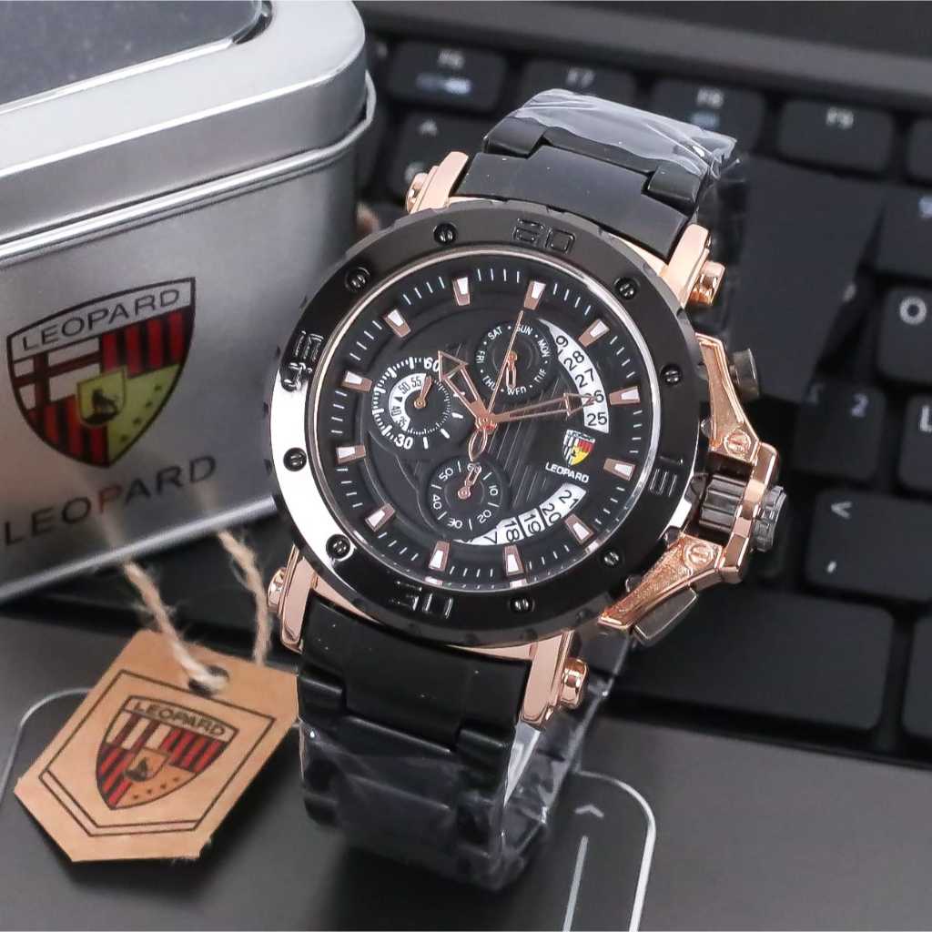 Jam Tangan Pria Leopard Original Waterproof Chrono aktif Tanggal aktif