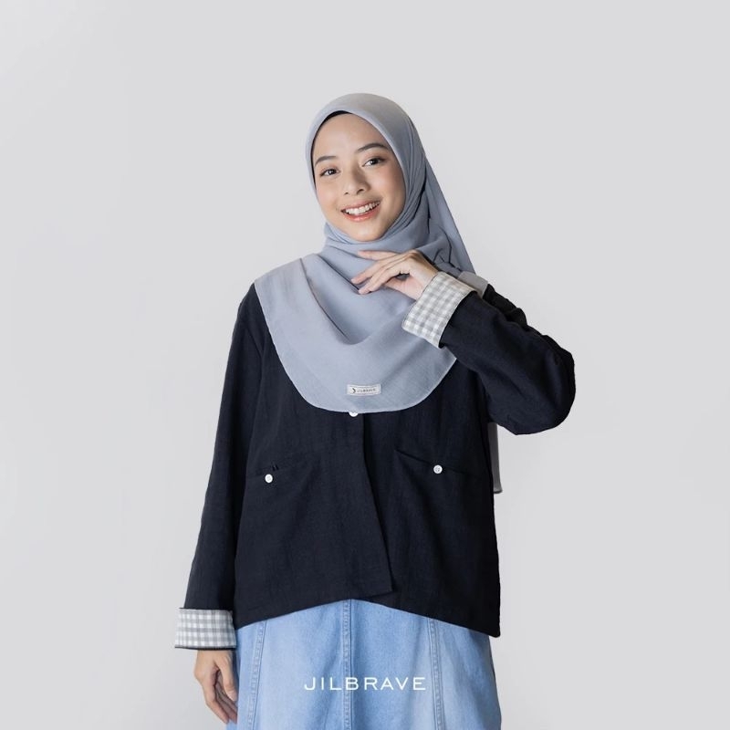 [M-Black] JILBRAVE Livy Blazer Outer Basic Casual Linen Wanita Korean Style Premium