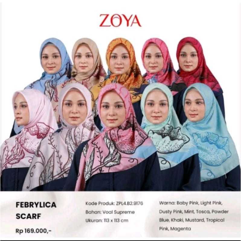 Zoya scarf Febrylica kerudung segiempat dari zoya
