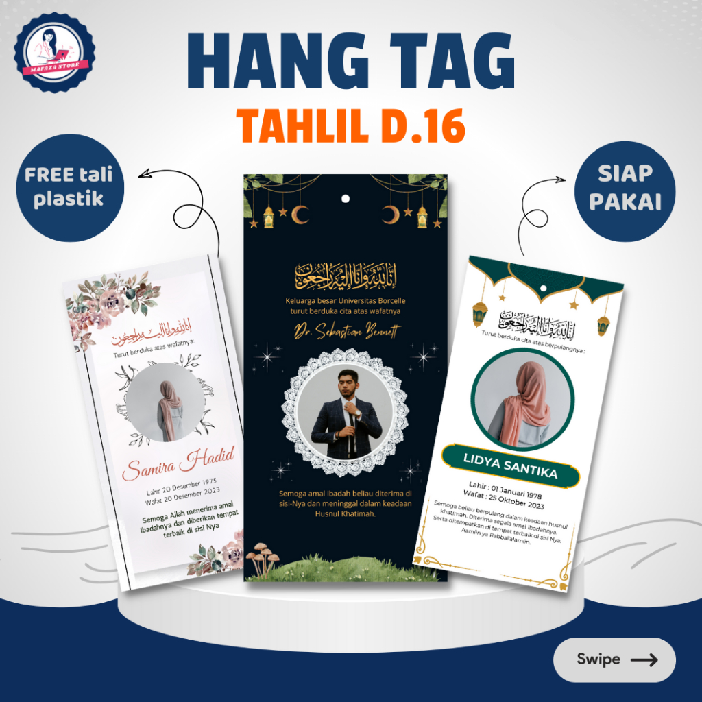 Hangtag tahlilan tasyakuran / Hang tag berduka / Gantungan tas berkat / Ucapan tahlilan dan doa