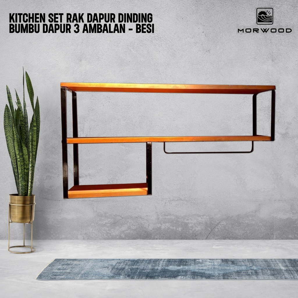 KITCHEN SET rak dinding bumbu dapur / rak dinding dapur 3 ambalan serbaguna