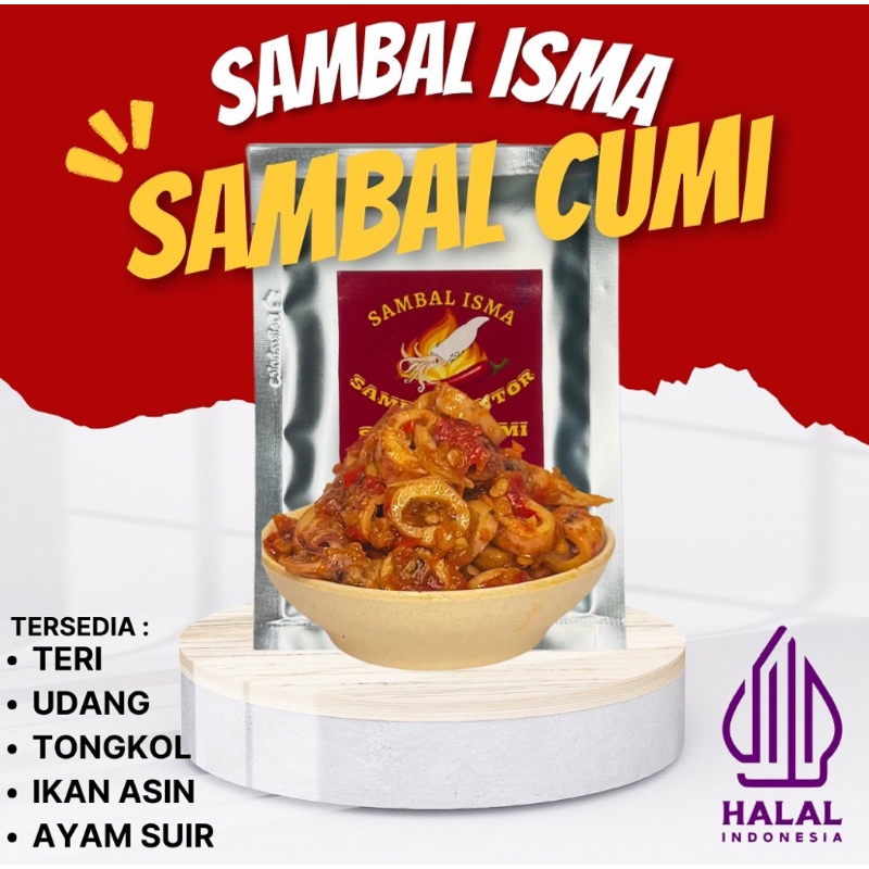 

SAMBAL SACHET JUMBO 40 gr SAMBAL CUMI AYAM TONGKOL TERI PARU IKAN ASIN UDANG