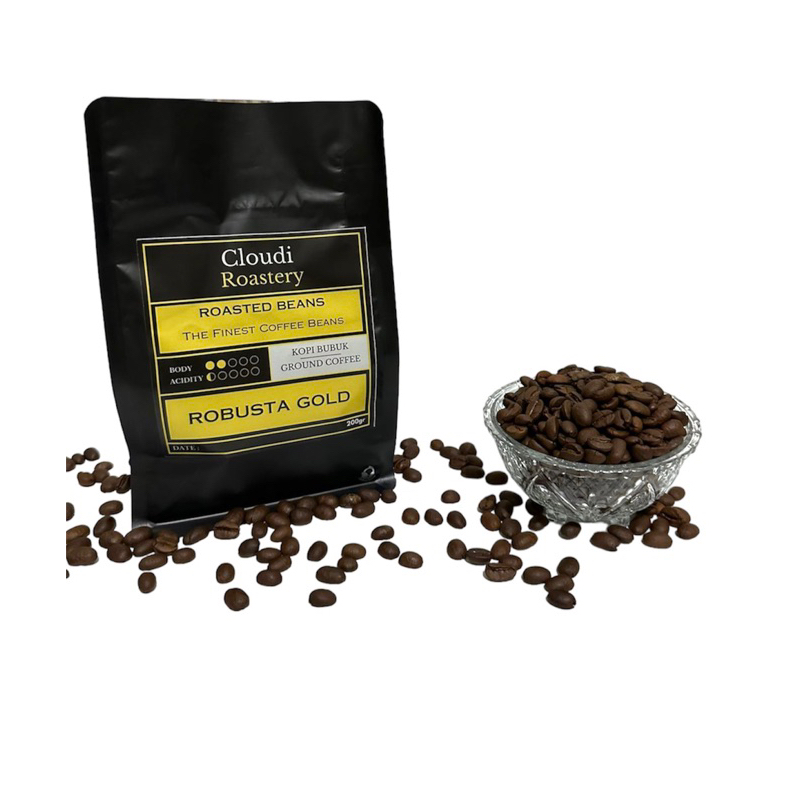 

Cloudi Roastery Kopi Robusta Gold Bubuk 200gr (Asli Dampit)