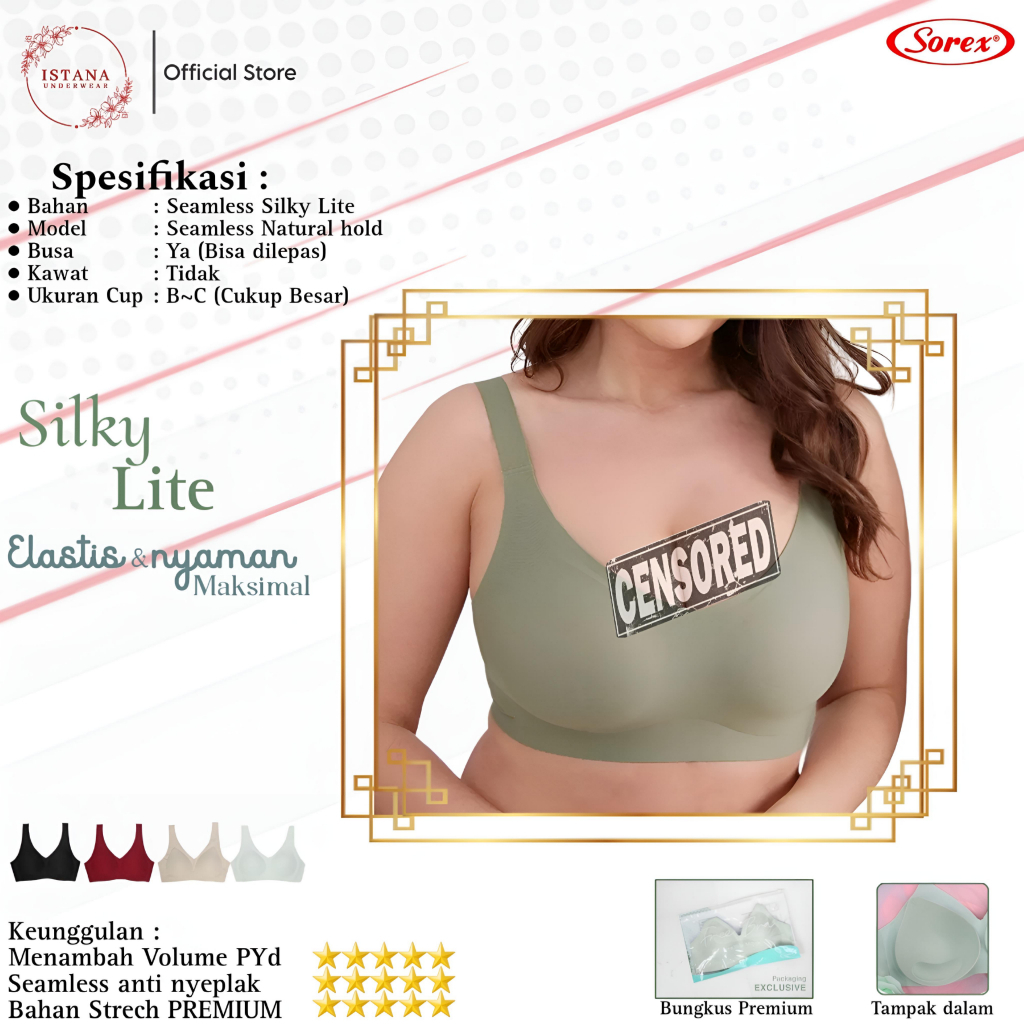 Sorex / Silky Lite Bra / Bh seamless best Quality Tali lebar tanpa kawat