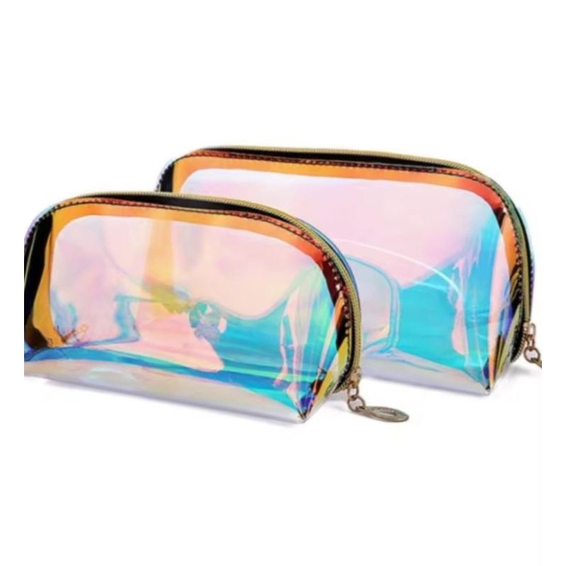 DOMPET MAKEUP/TAS POUCH MAKEUP PVC TRANSPARAN HOLOGRAM